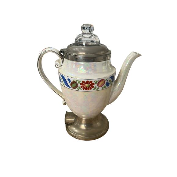 Robeson Royal Rochester Fraunfelter Floral Porcelain Coffee Percolator NO CORD - Picture 1 of 15